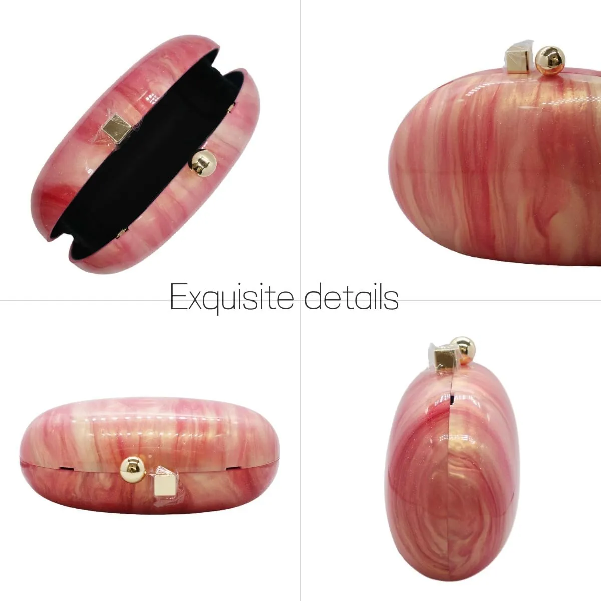 Acrylic Evening Clutch Bag for Women Shell Shape Shoulder Crossbody Bag Glitter Marble Purse Handbag