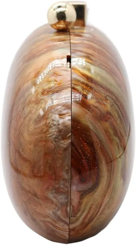Acrylic Evening Clutch Bag for Women Shell Shape Shoulder Crossbody Bag Glitter Marble Purse Handbag