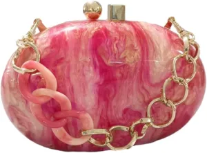 Acrylic Evening Clutch Bag for Women Shell Shape Shoulder Crossbody Bag Glitter Marble Purse Handbag