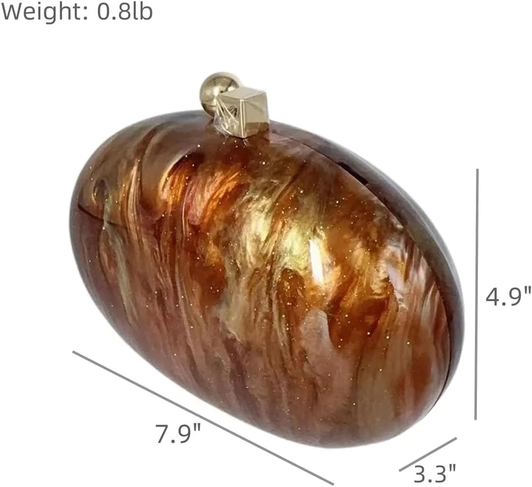 Acrylic Evening Clutch Bag for Women Shell Shape Shoulder Crossbody Bag Glitter Marble Purse Handbag