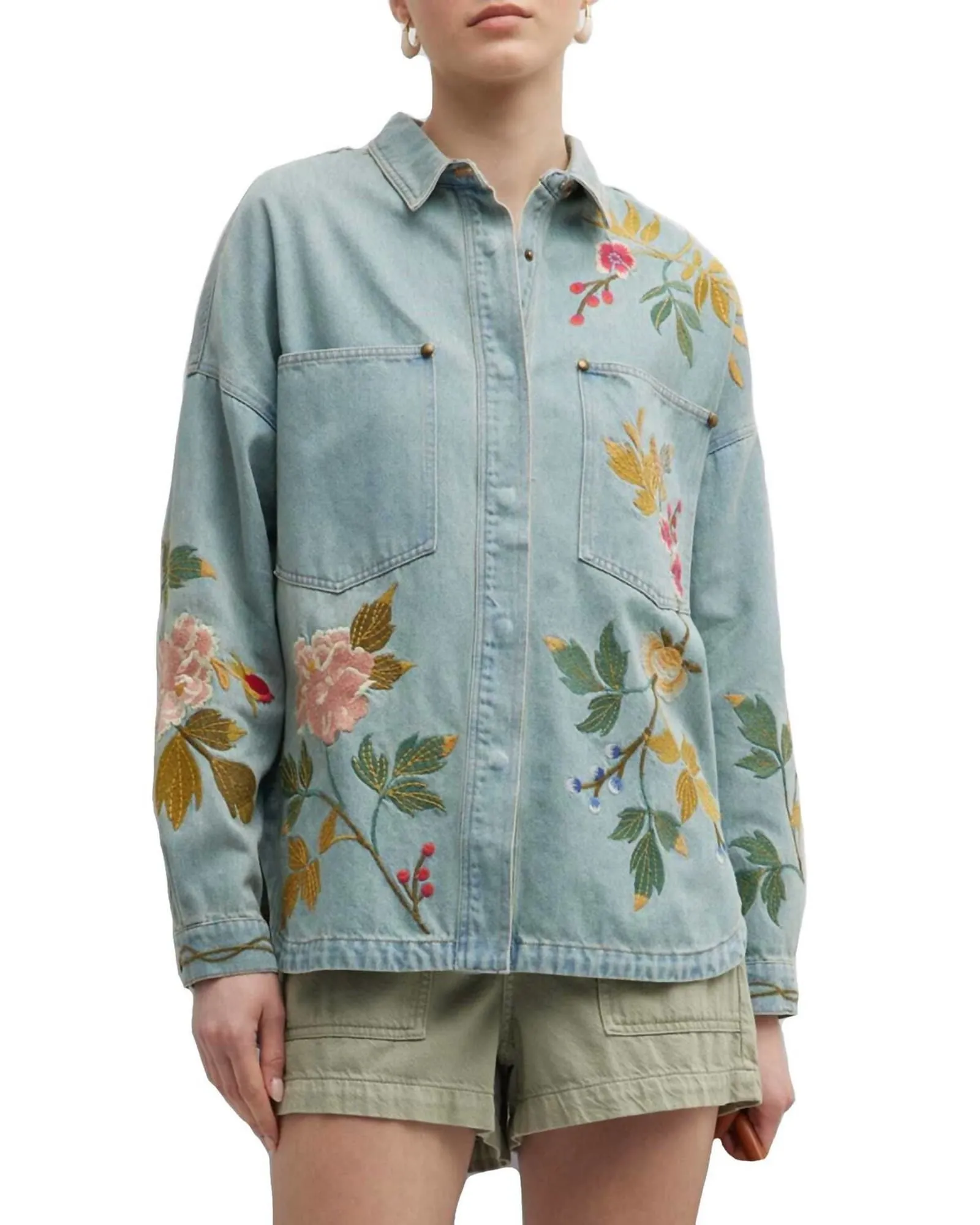 Adelle Denim Pocket Overshirt in Multi | Multi