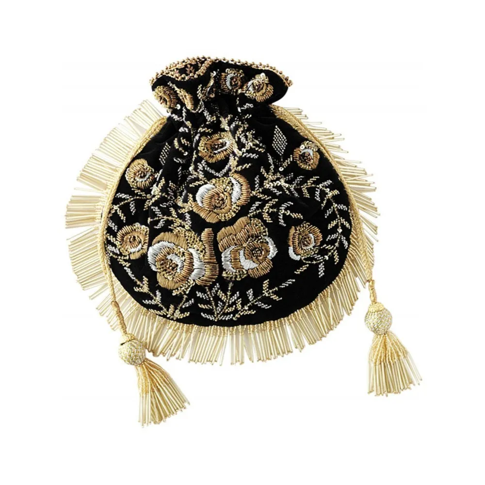 Adora By Ankita Black Flapper Zardozi Bag