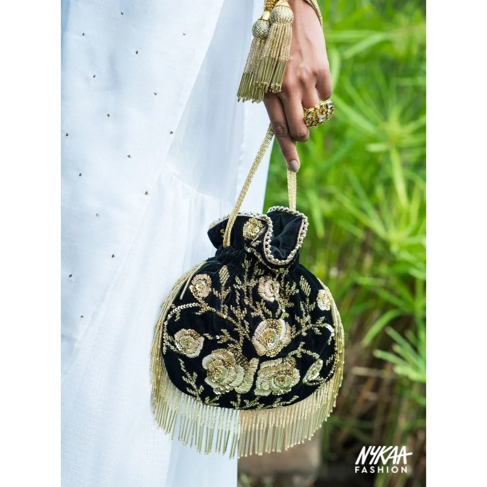 Adora By Ankita Black Flapper Zardozi Bag