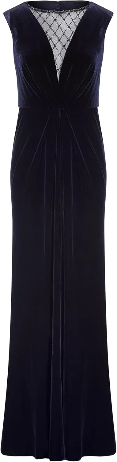 Adrianna Papell Women's Beaded Velvet Mermaid Gown
