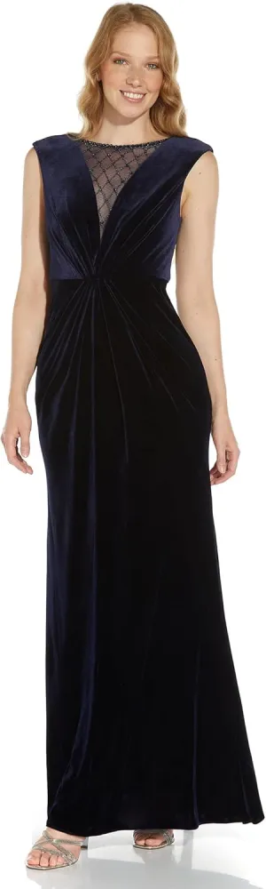 Adrianna Papell Women's Beaded Velvet Mermaid Gown