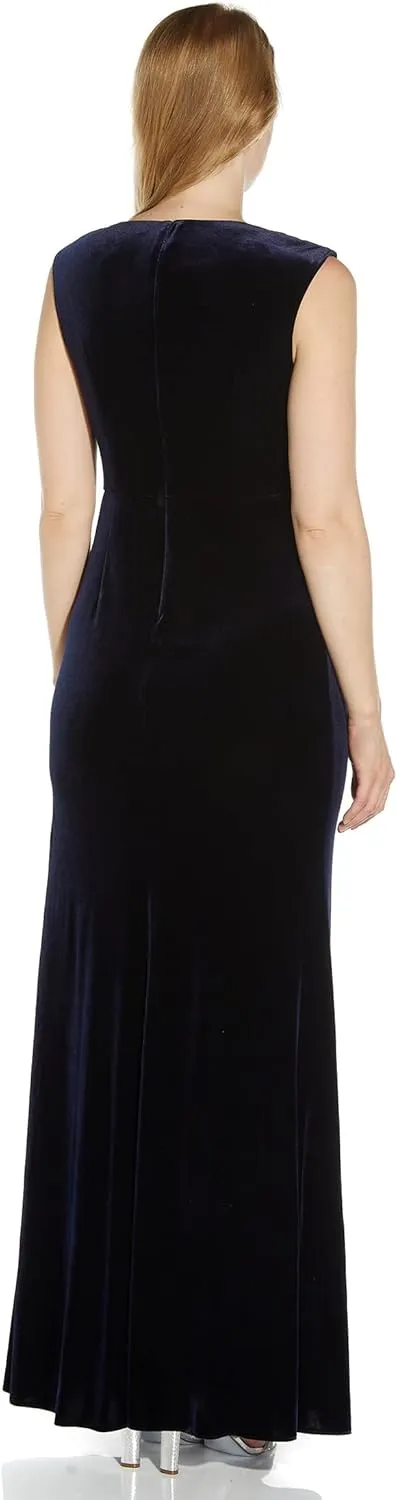 Adrianna Papell Women's Beaded Velvet Mermaid Gown