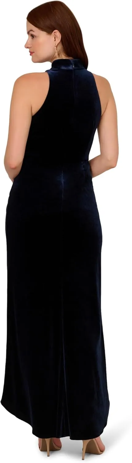 Adrianna Papell Women's Velvet High Low Gown