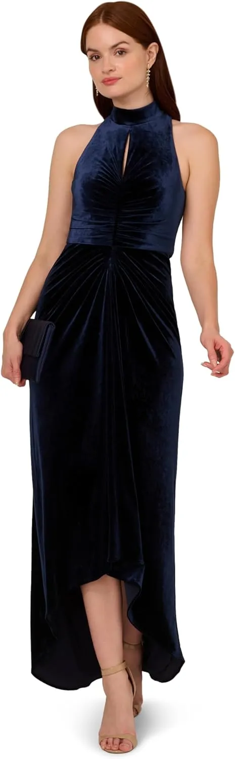 Adrianna Papell Women's Velvet High Low Gown
