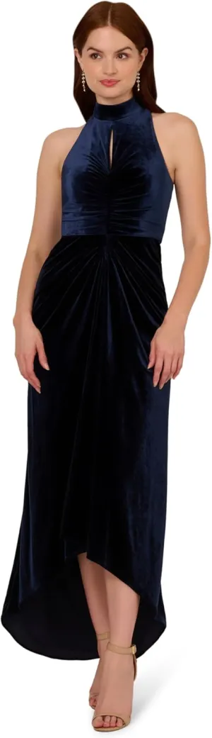 Adrianna Papell Women's Velvet High Low Gown