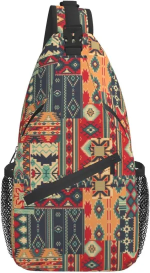 African Sling Bag Crossbody Chest Daypack Casual Backpack African Art Shoulder Bag For Travel Hiking Sport Outdoor