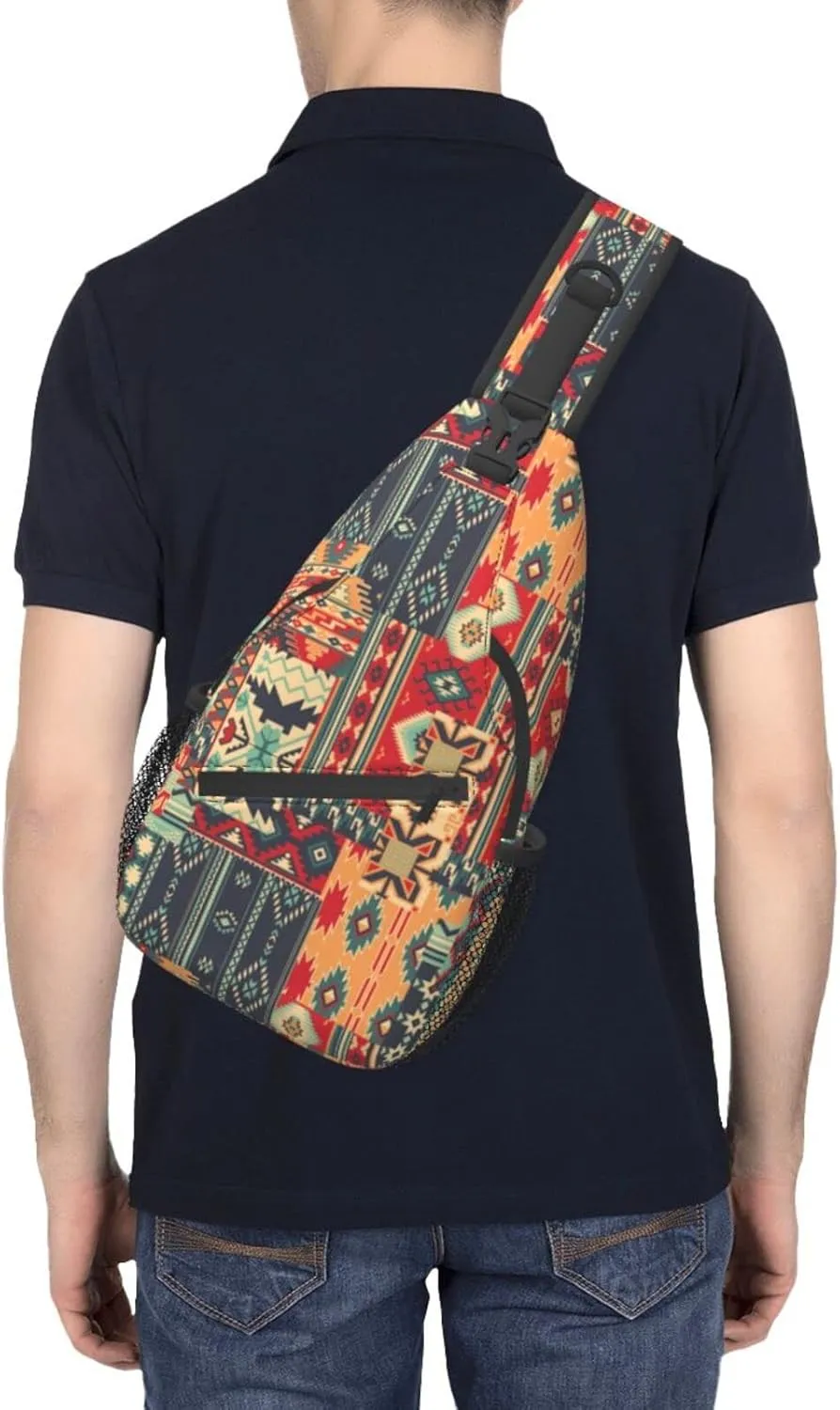 African Sling Bag Crossbody Chest Daypack Casual Backpack African Art Shoulder Bag For Travel Hiking Sport Outdoor