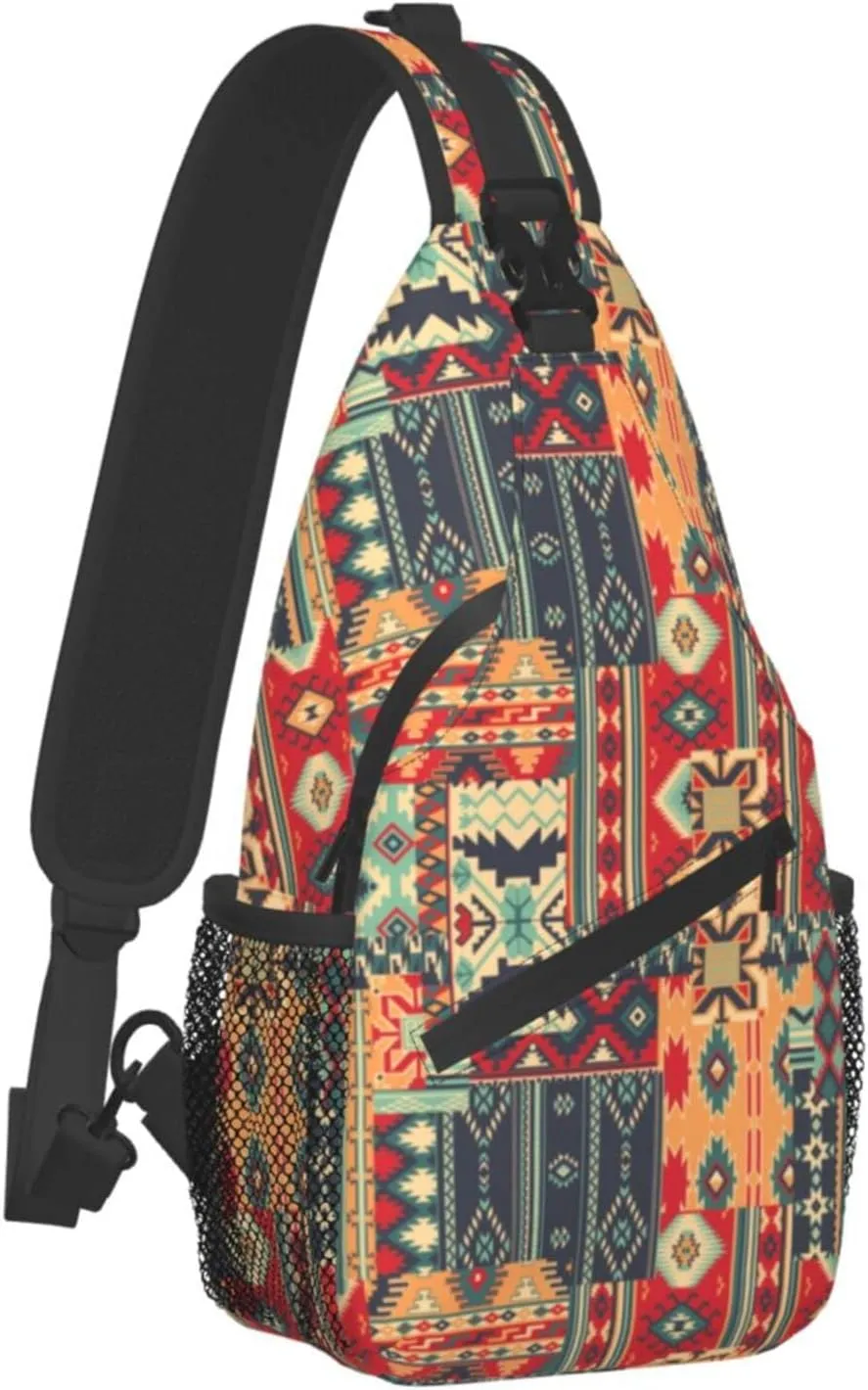 African Sling Bag Crossbody Chest Daypack Casual Backpack African Art Shoulder Bag For Travel Hiking Sport Outdoor