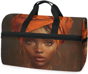 African Woman 7 Travel Duffel Bag Luggage Sports Gym Bags With Shoes Compartment Large Capacity Lightweight Duffle Bag For Men Women