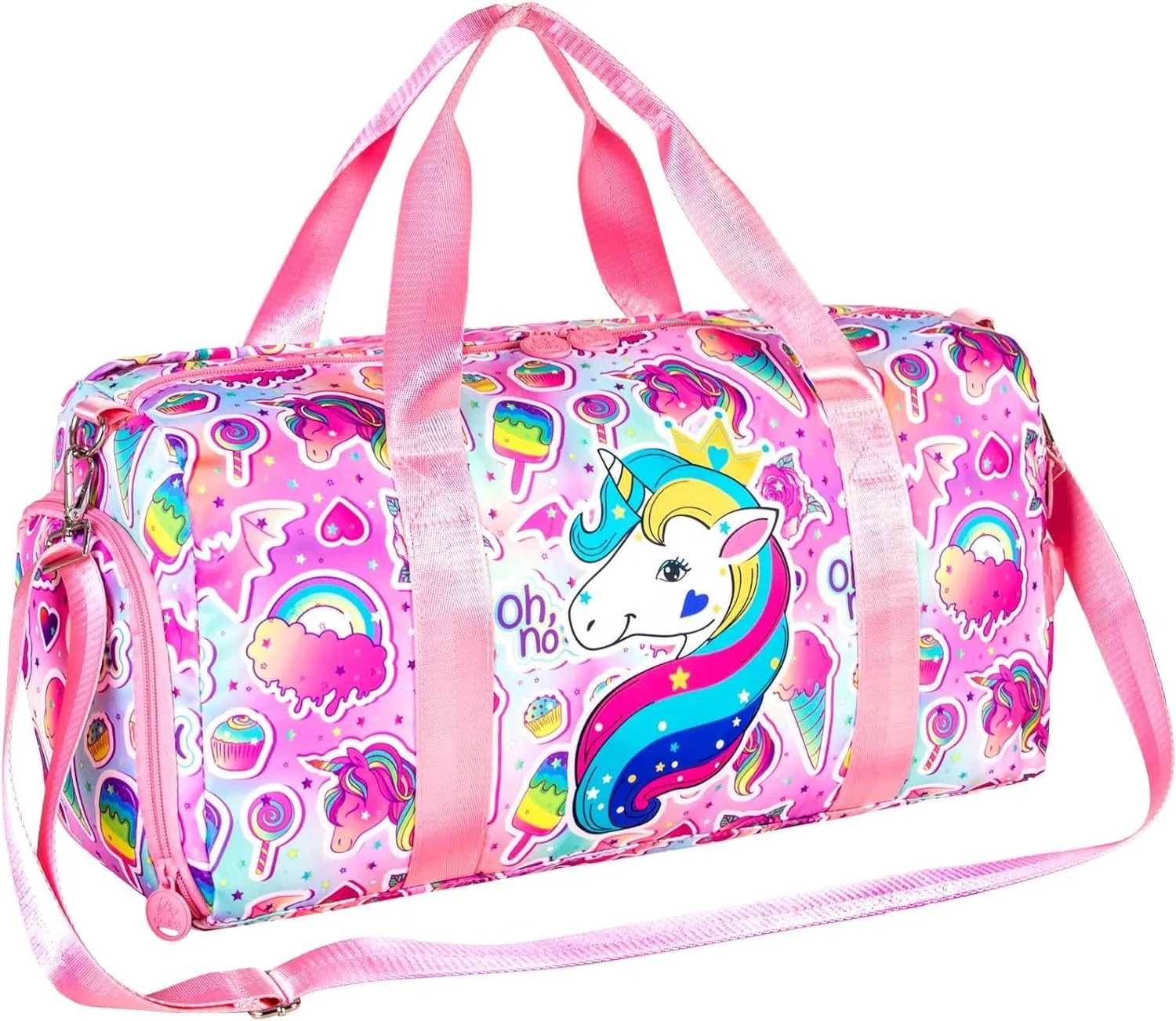 AGSDON Dance Ballet Bags for Girls, Kids Duffle Gym Bag Travel with Shoe Compartments Sports Ballet Bag Teens Weekender Sleepover Carry On Bag Unicorn/Dinosaur
