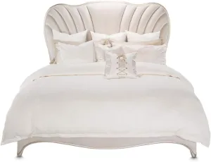 Aico Amini London Place E King Upholstered Panel Bed in Creamy Pearl