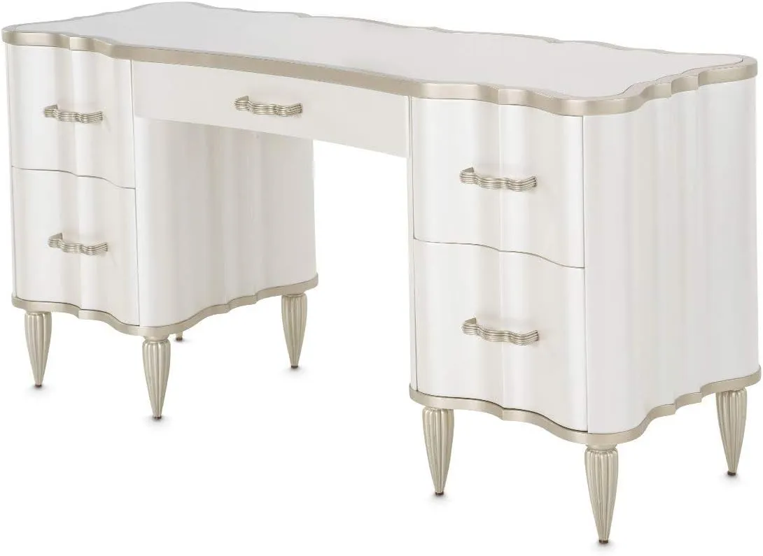 Aico Amini London Place Vanity Desk in Creamy Pearl
