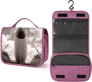 Airplane,Waterproof Travel Toiletry Hanging Bag,Turboprop Airplane Nose Close Up,Makeup bag,Travel Organizers,Cosmetic Travel-Sized Container,Large Capacity for Women,Gray Brown