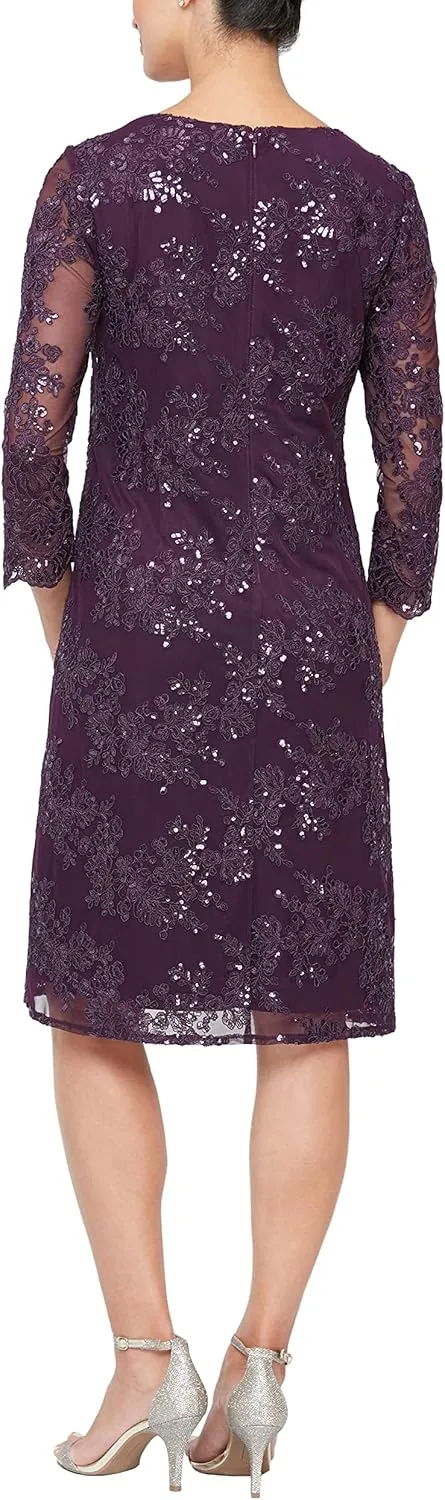 Alex Evenings Women's Midi Scoop Neck Shift Dress with Jacket (Petite and Regular)