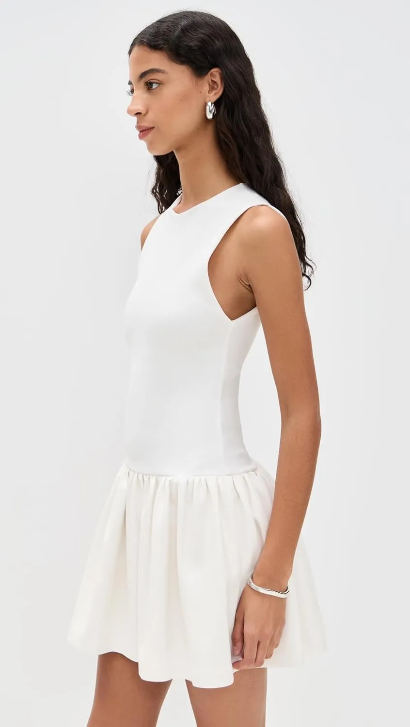 alice   olivia Women's Ella Combo Vegan Sleeveless Drop Waist Mini Dress