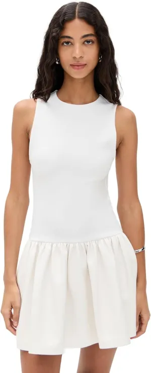 alice   olivia Women's Ella Combo Vegan Sleeveless Drop Waist Mini Dress