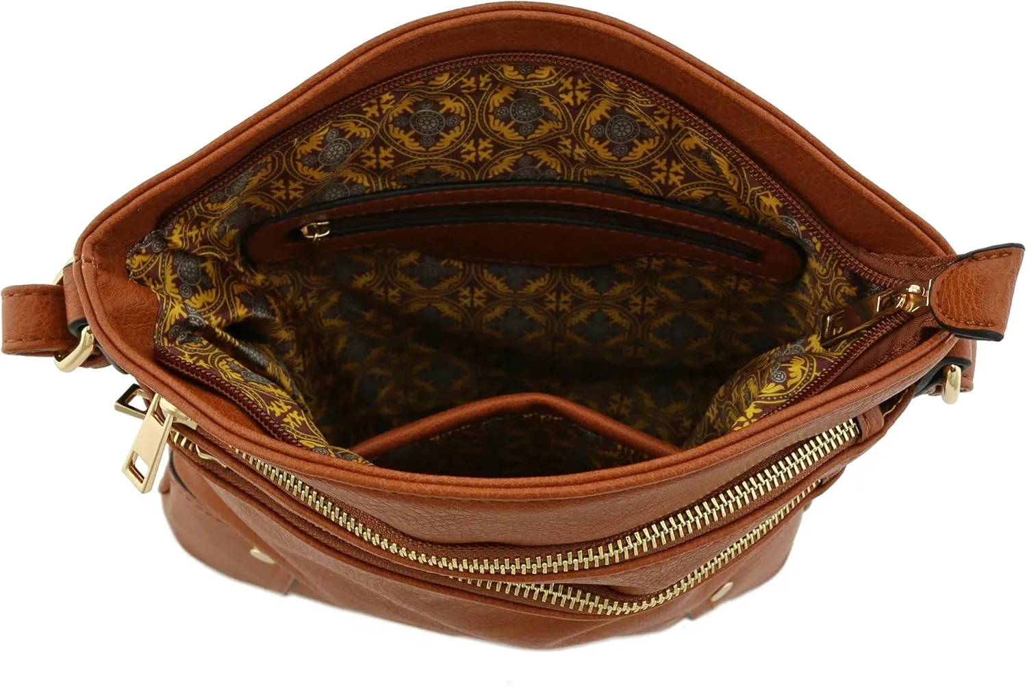 ALYSSA Triple Zip Pocket Large Crossbody Bag