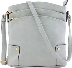 ALYSSA Triple Zip Pocket Large Crossbody Bag