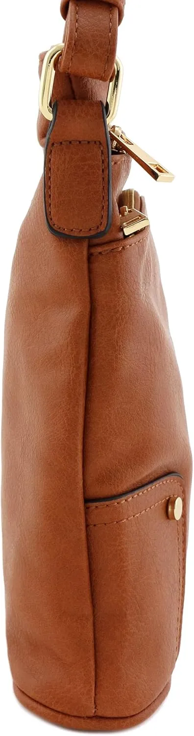 ALYSSA Triple Zip Pocket Large Crossbody Bag