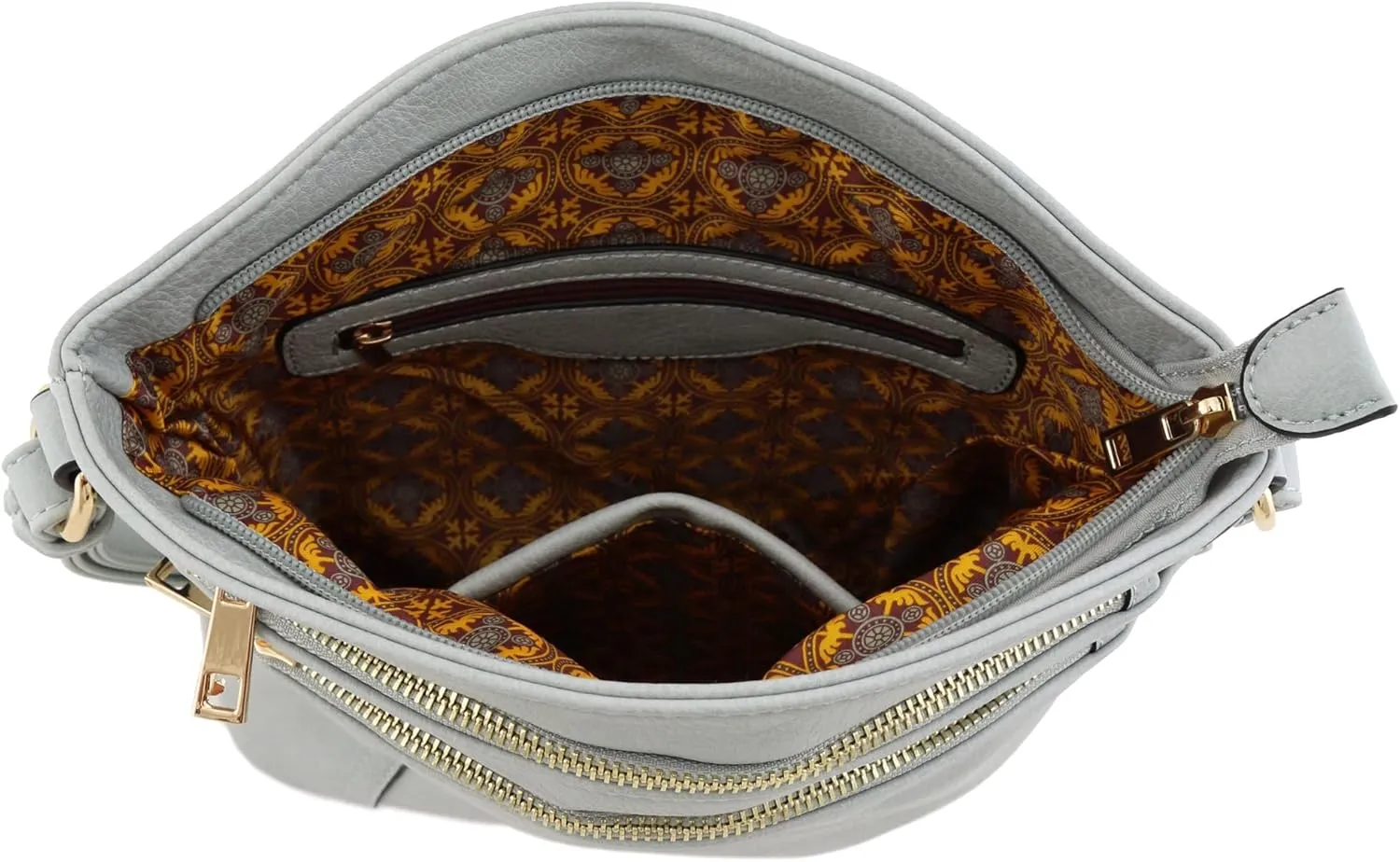 ALYSSA Triple Zip Pocket Large Crossbody Bag