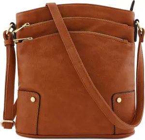 ALYSSA Triple Zip Pocket Large Crossbody Bag