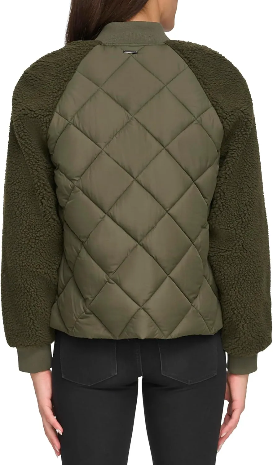 Andrew Marc Women's Mixed Sherpa Bomber Jacket