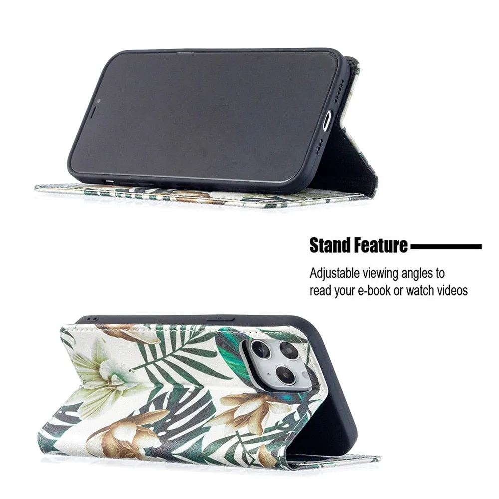 Anymob iPhone Case Flip Leather Woman Back Magnetic Card slot Wallet Cover