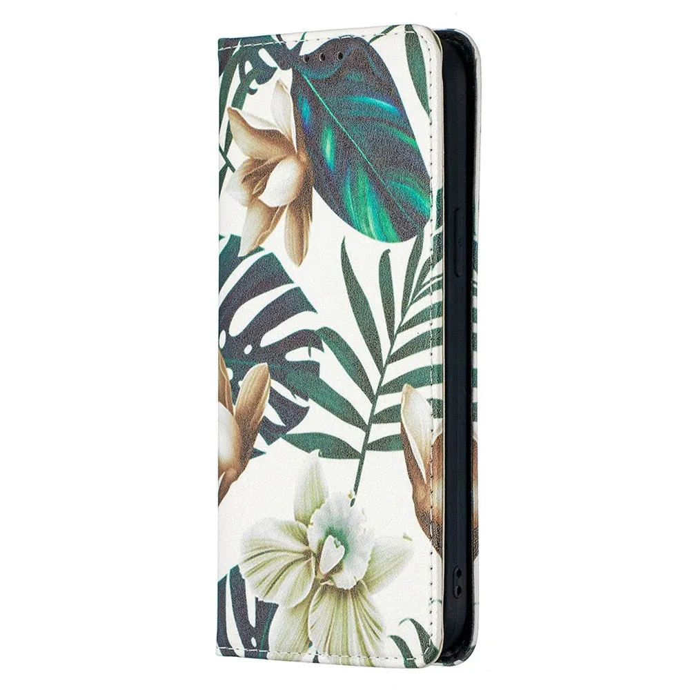 Anymob iPhone Case Flip Leather Woman Back Magnetic Card slot Wallet Cover