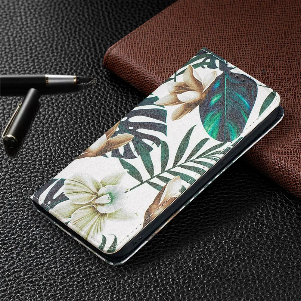 Anymob iPhone Case Flip Leather Woman Back Magnetic Card slot Wallet Cover