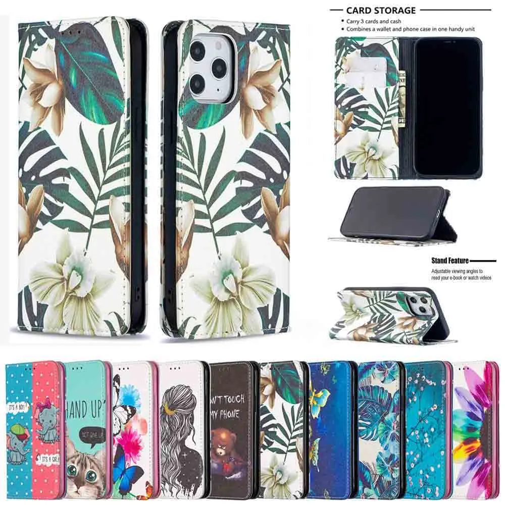 Anymob iPhone Case Flip Leather Woman Back Magnetic Card slot Wallet Cover