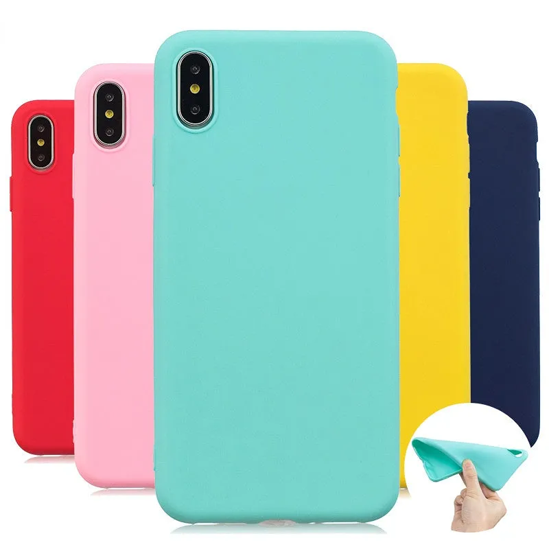 Anymob iPhone Case Yellow Simple Solid Color Ultra thin Soft TPU Cases Candy Color Back Cover