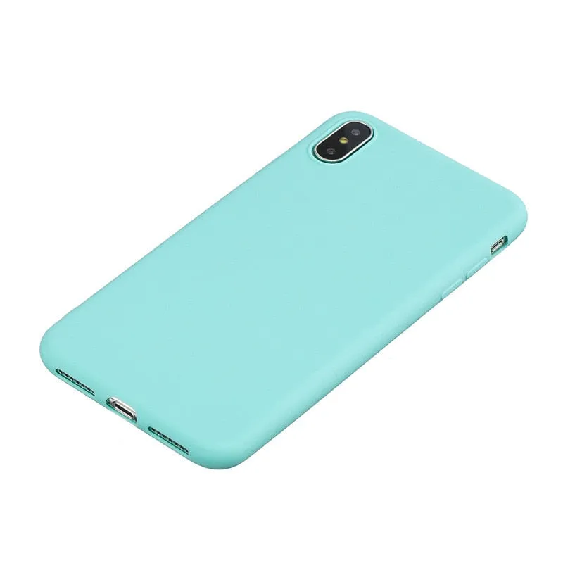 Anymob iPhone Case Yellow Simple Solid Color Ultra thin Soft TPU Cases Candy Color Back Cover