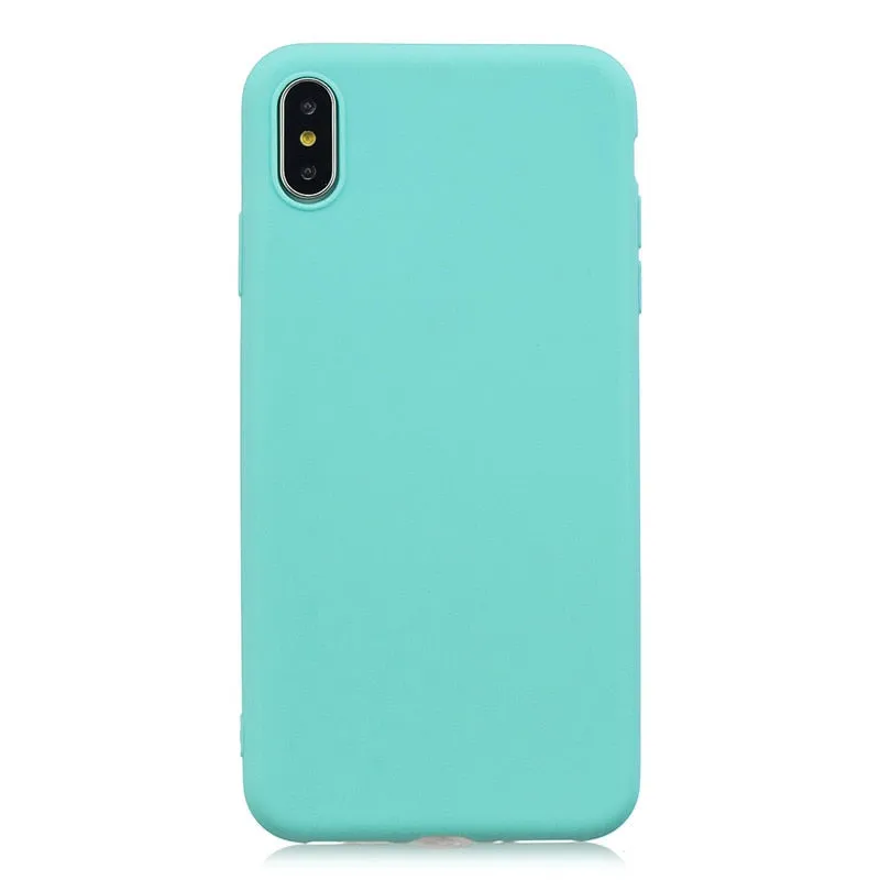 Anymob iPhone Case Yellow Simple Solid Color Ultra thin Soft TPU Cases Candy Color Back Cover