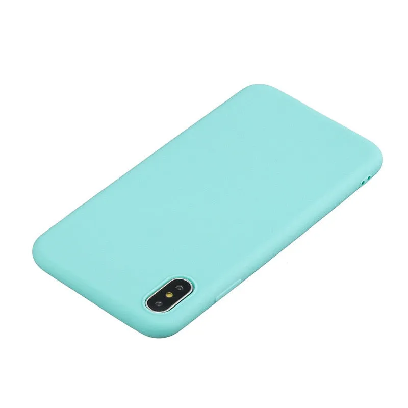 Anymob iPhone Case Yellow Simple Solid Color Ultra thin Soft TPU Cases Candy Color Back Cover
