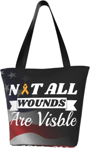 Appendix Cancer Awareness Not All Wounds Are Visible Fashion Shoulder Bag Large Capacity For Man Or Woman
