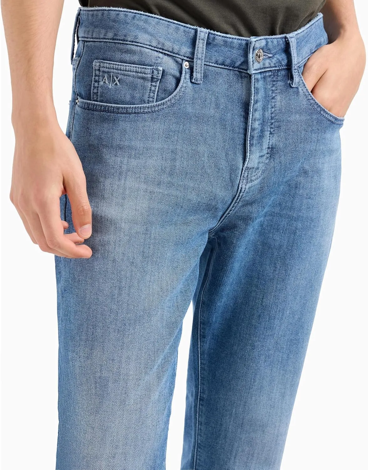Armani Exchange Men's Skinny Fit Comfort Fleece 5 Pocket Pant Denim