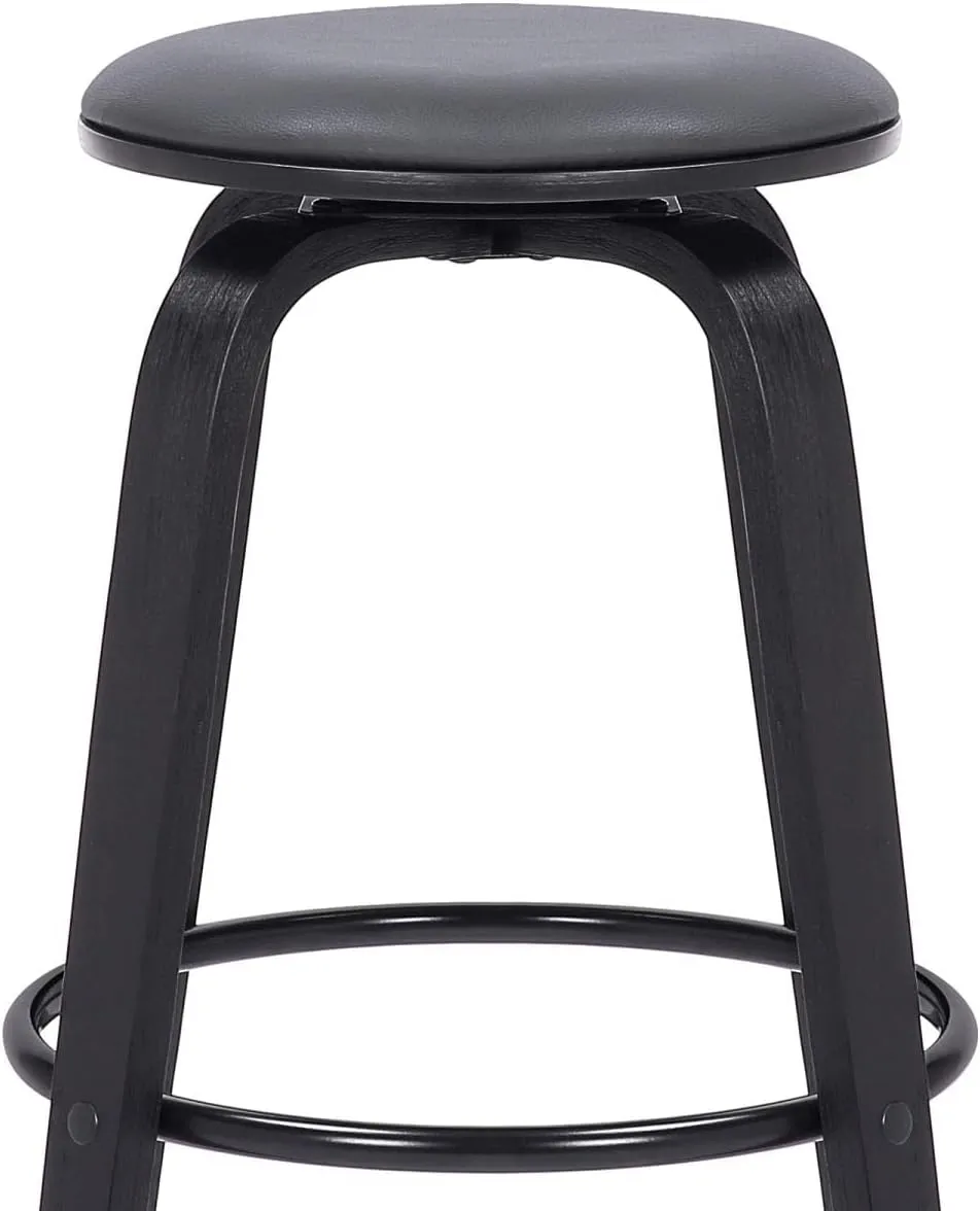 Armen Living Harbor Mid-Century Swivel Counter Height Backless Barstool 30 inch/Gray/Black