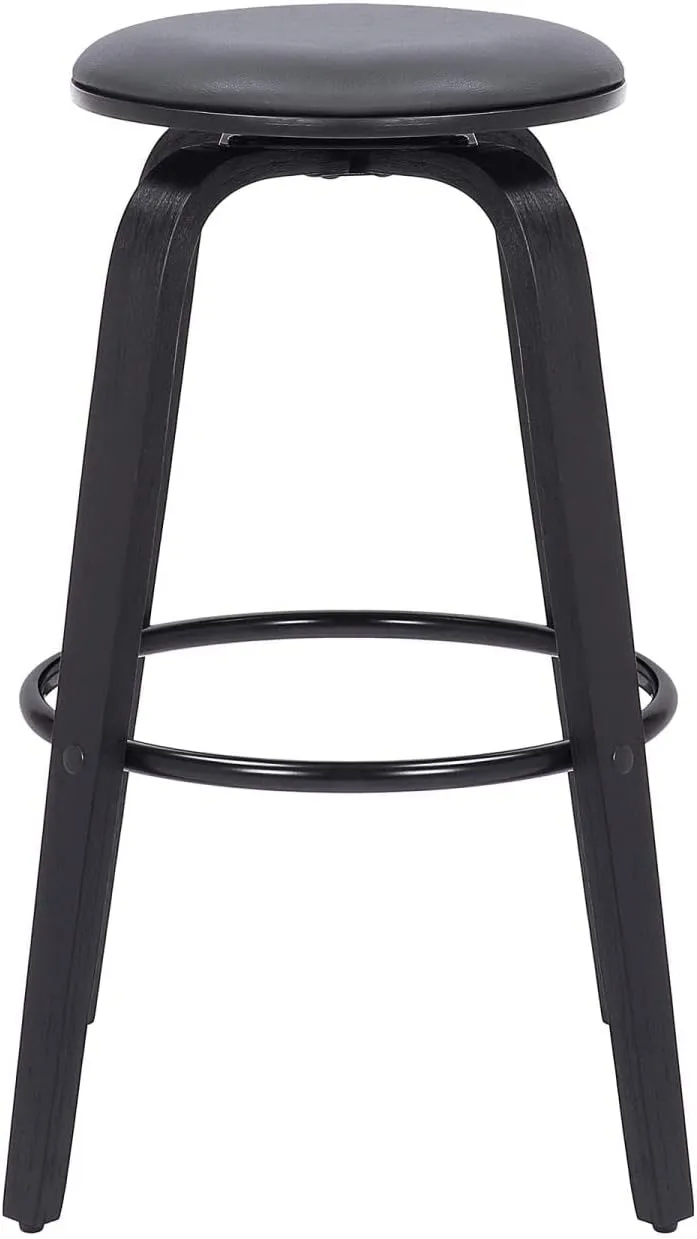 Armen Living Harbor Mid-Century Swivel Counter Height Backless Barstool 30 inch/Gray/Black