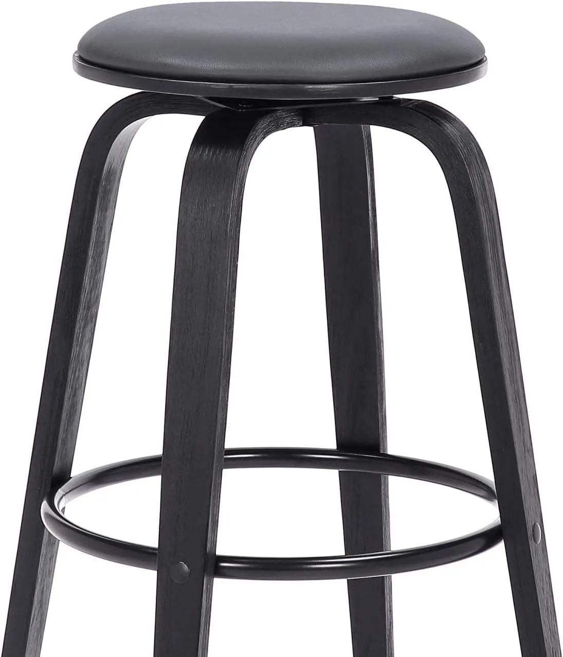 Armen Living Harbor Mid-Century Swivel Counter Height Backless Barstool 30 inch/Gray/Black