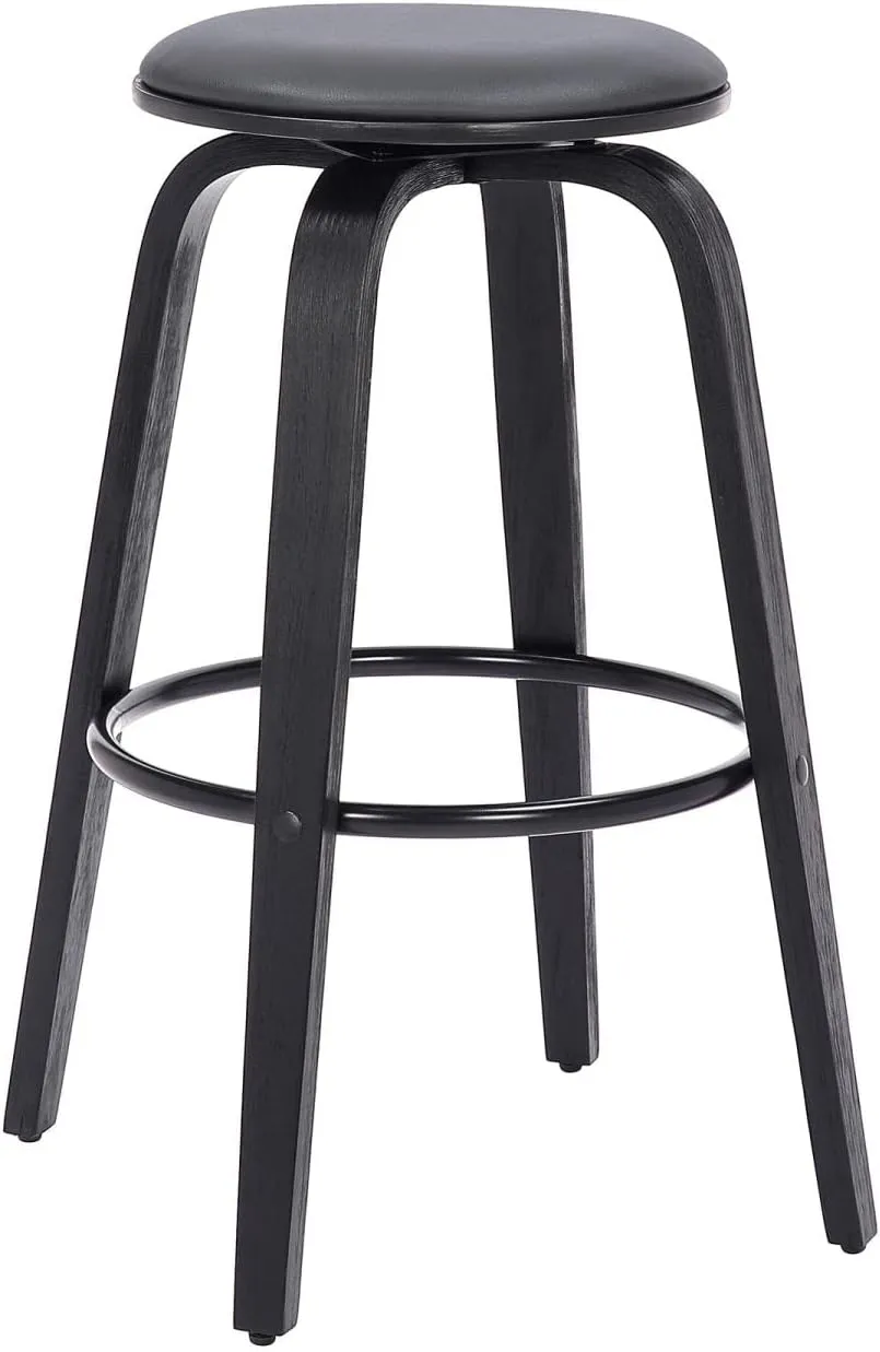 Armen Living Harbor Mid-Century Swivel Counter Height Backless Barstool 30 inch/Gray/Black