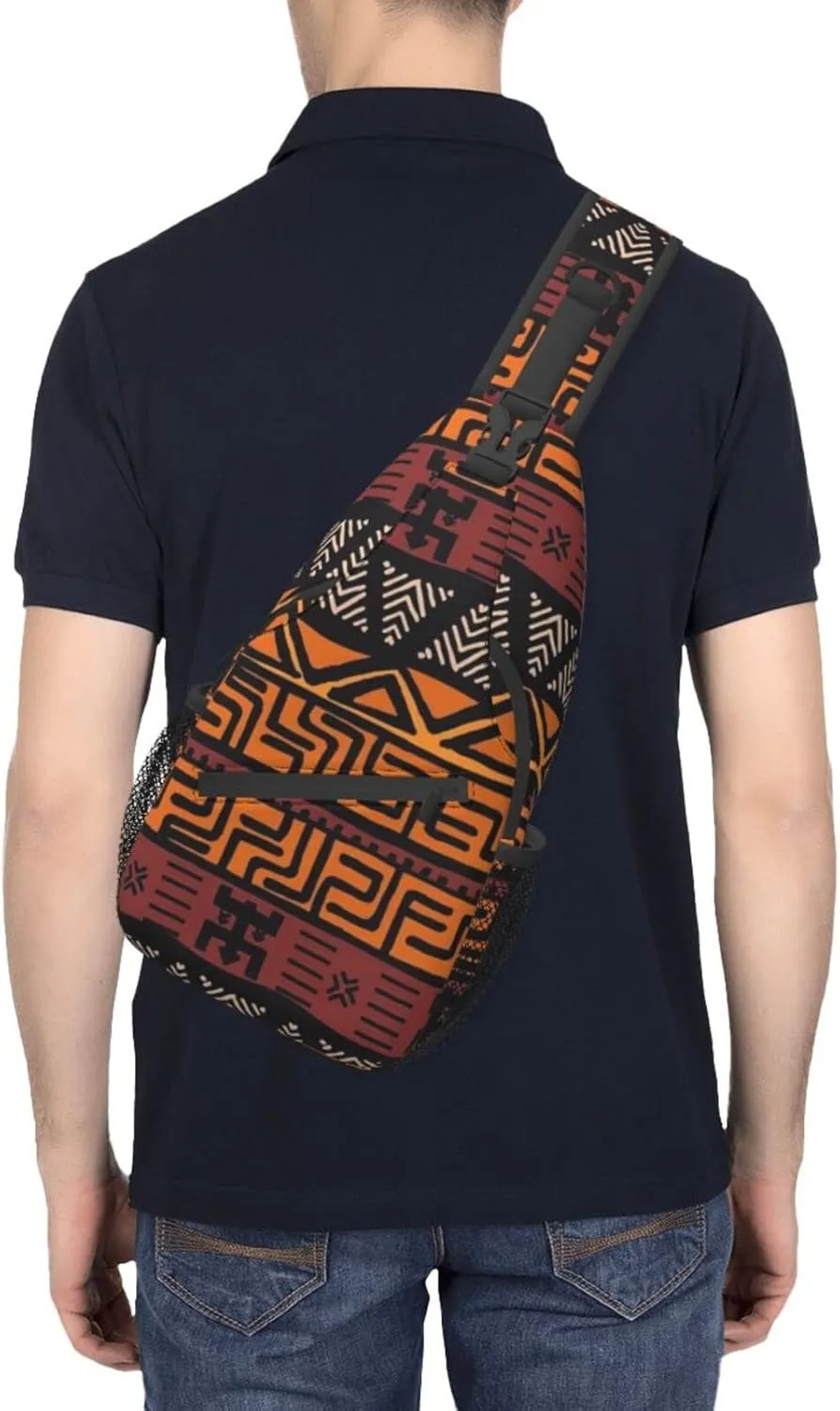 ASYG African Sling Bag Crossbody Chest Daypack Casual Backpack African Art Shoulder Bag For Travel Hiking Sport Outdoor