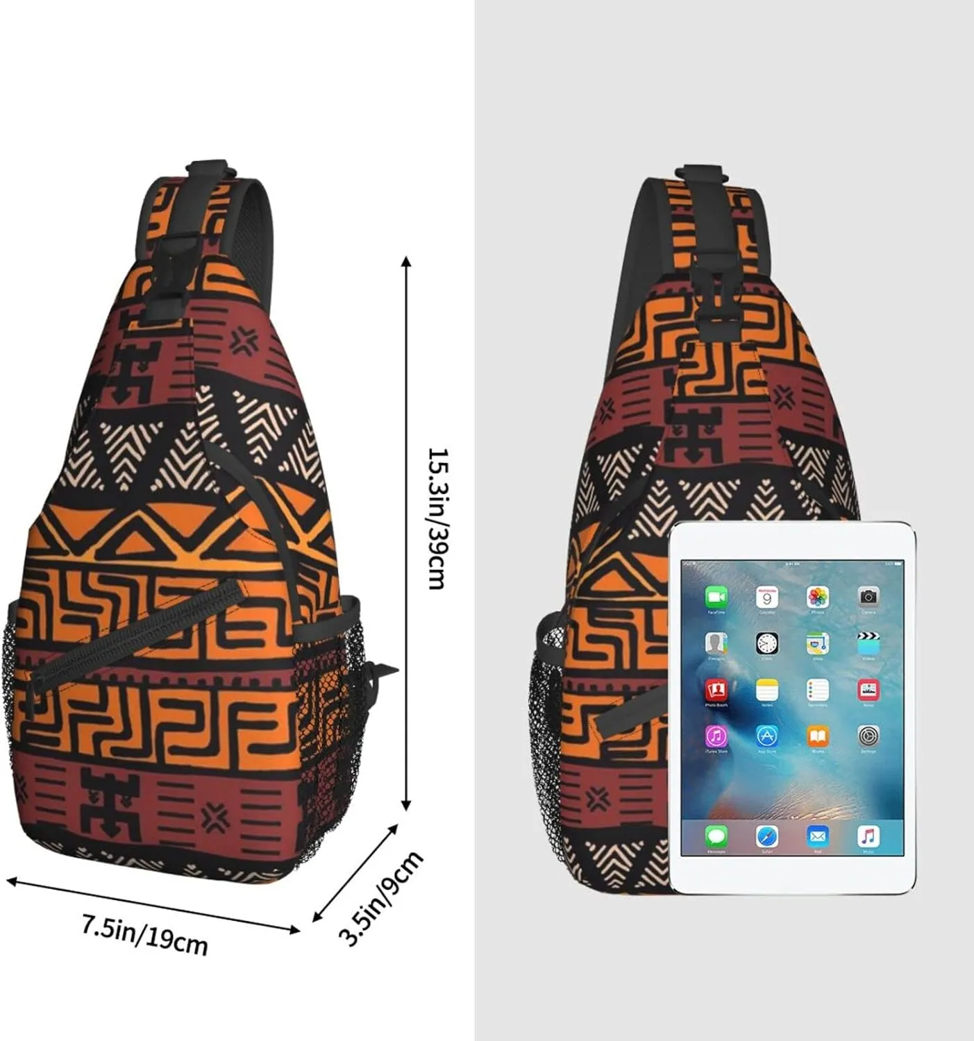 ASYG African Sling Bag Crossbody Chest Daypack Casual Backpack African Art Shoulder Bag For Travel Hiking Sport Outdoor