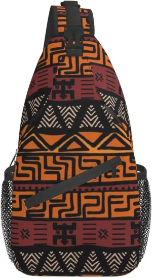 ASYG African Sling Bag Crossbody Chest Daypack Casual Backpack African Art Shoulder Bag For Travel Hiking Sport Outdoor