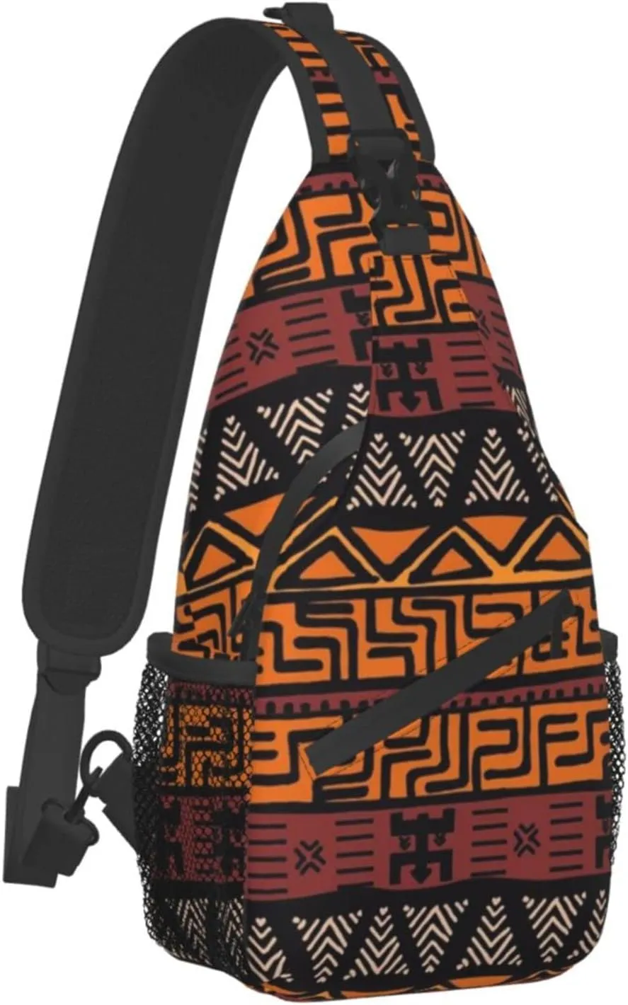 ASYG African Sling Bag Crossbody Chest Daypack Casual Backpack African Art Shoulder Bag For Travel Hiking Sport Outdoor
