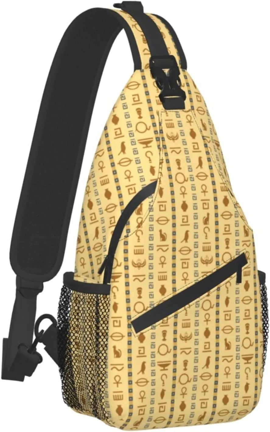 ASYG Ancient Egyptian Sling Bag Crossbody Chest Daypack Casual Backpack Egyptian Shoulder Bag Egyptian Decor