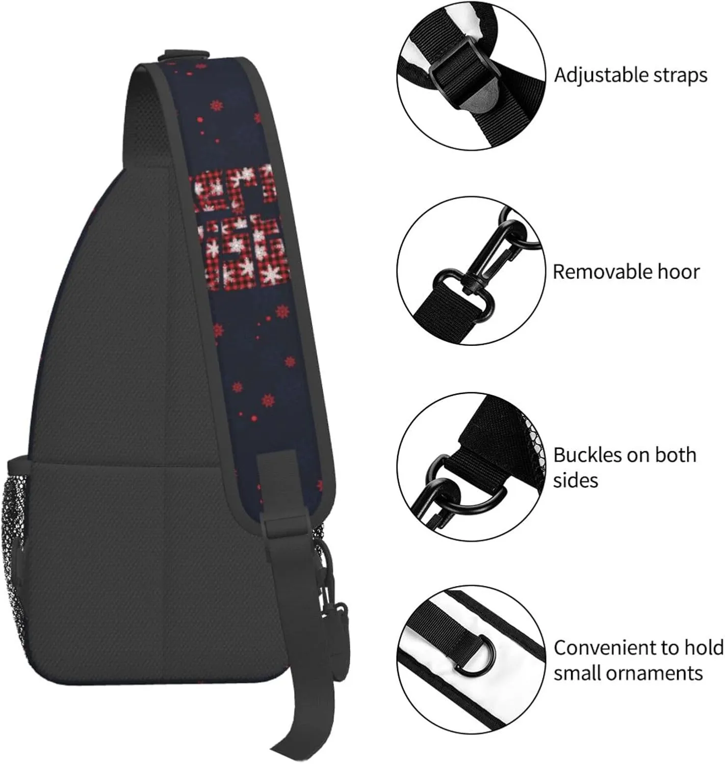 ASYG Christmas Sling Bag Merry Christmas Shoulder Bag Christmas Crossbody Chest Daypack Casual Backpack Snowflakes Bag